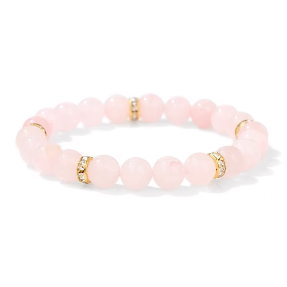 amethist armband – met ingelegde zirkonia kralen (8 mm, 19 cm)
