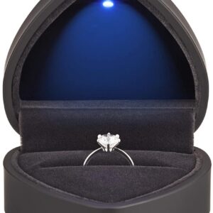 Ring Doosje met LED Licht - Zwart Hart - Voor Huwelijk, Verloving of Valentijdsdag