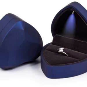Ring Doosje met LED Licht – Blauw Hart – Voor Huwelijk, Verloving of Valentijnsdag